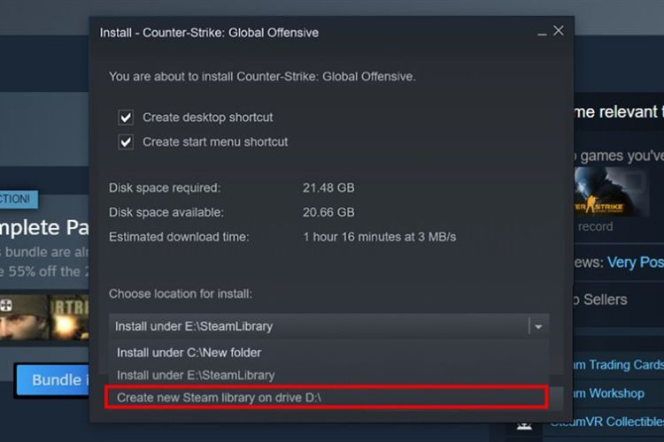 Tạo ổ đĩa mới để lưu file game CSGO