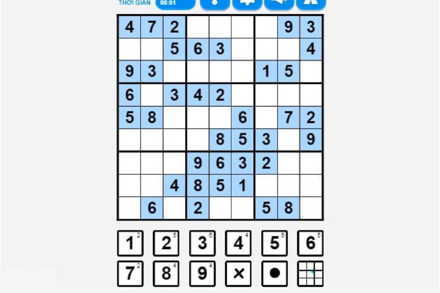 Trò chơi tính toán giải đố ô số Sudoku