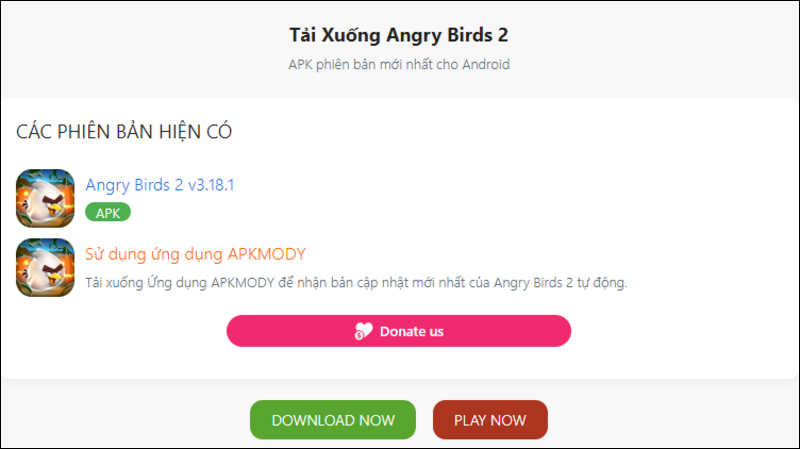 Truy cập link tải Angry Birds 2 Mod APK